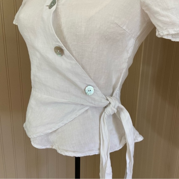 H&M Linen Wrap Top Women’s Size XS - Picture 3 of 10